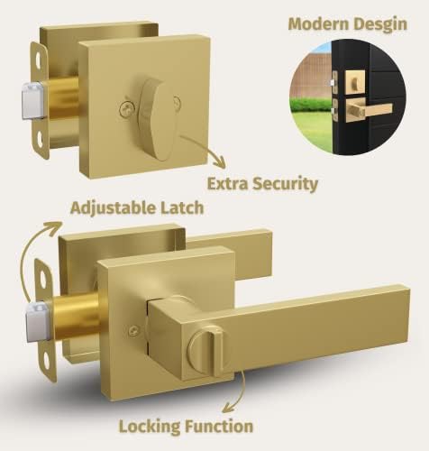 Robell Door Handle Set Secured by SATIN BRASS