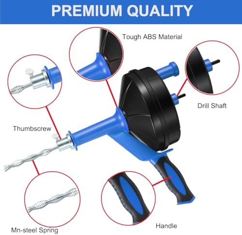 25-Foot Drain Auger with Drill Adapter Blue