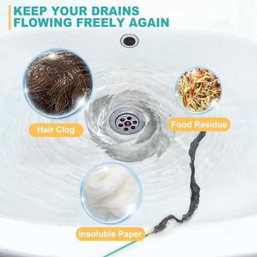 Drain Soon 50 Sink Snake Hair Remover Anti-Break Long Drain Clogger