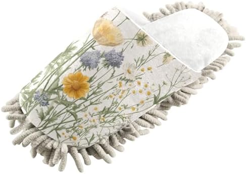 Burbuja Wildflowers Mop Slippers Microfiber Cleaning Slippers for Home Kitchen Washable Durable