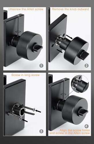 GoldenWarm Black Door Knobs with Deadbolt Entry Door Lock Set