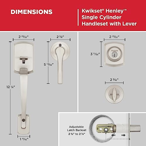 Kwikset Henley Front Door Lock Handle and Deadbolt Set - Smart Key Security Durable with Microban Protection
