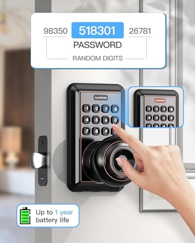 Disposable Keypad Door Lock Keyless Door Knob Oil Rubbed Bronze Waterproof Easy Install Program - 50 User Code