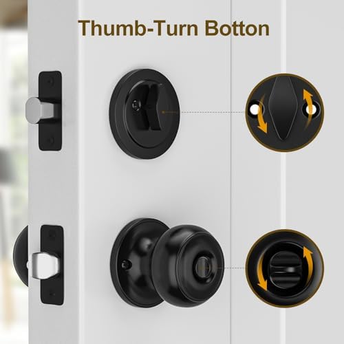 HOSOM Entry Door Knob and Single Cylinder Deadbolt Set Matte Black 1-Pack