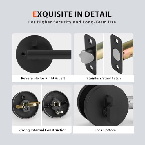 Haidms Black Exterior Door Lock Set with Deadbolt Matte Black