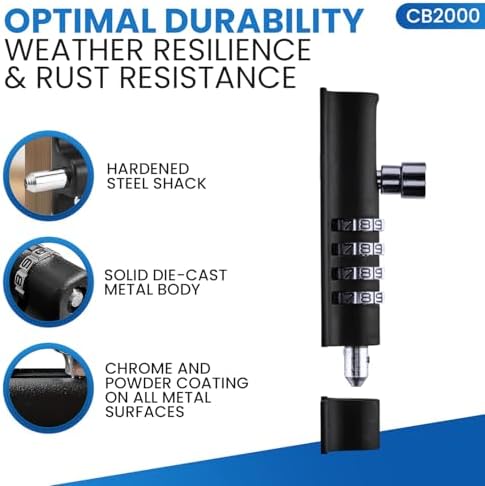 FJM Security 4-Digit Combination Sliding Bolt Gate Lock Premium MetalForged Motion Activated Gate Lock for Home Barns