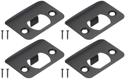 Strong Metal Door Strike Plate Set Black