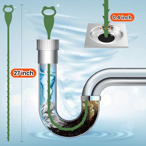Ergonomic 27 inch Drain Snake Tool for Sink Shower Cleaning