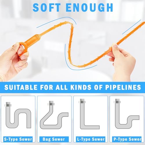 ONEHERE 6Pack Hair Drain Clog Remover Tools for Kitchen Sink Bathroom Tub Toilets