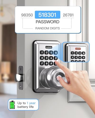 ApeStellar Door Lock with Keypad Waterproof SATIN NICKEL Easy to Install