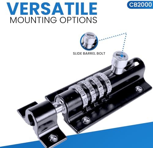 FJM Security 4-Digit Combination Sliding Bolt Gate Lock Premium MetalForged Motion Activated Gate Lock for Home Barns