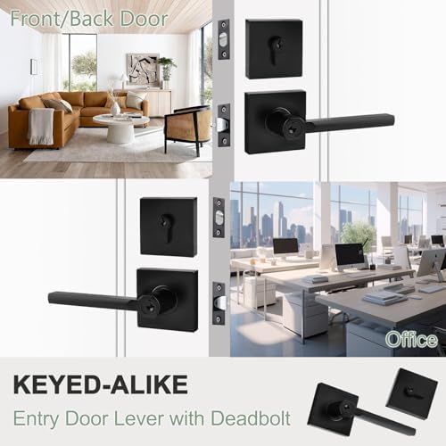 Keyed Alike 2-Pack Entry Door Lever Deadbolt Combo