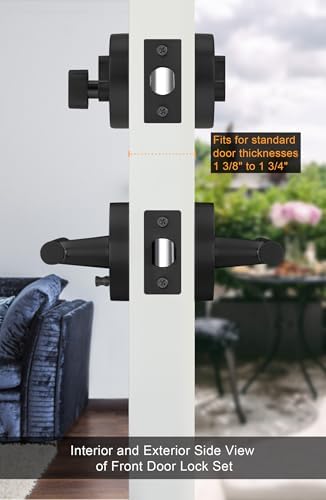GoldenWarm Door Lock Set - Black Door Handle with Deadbolt