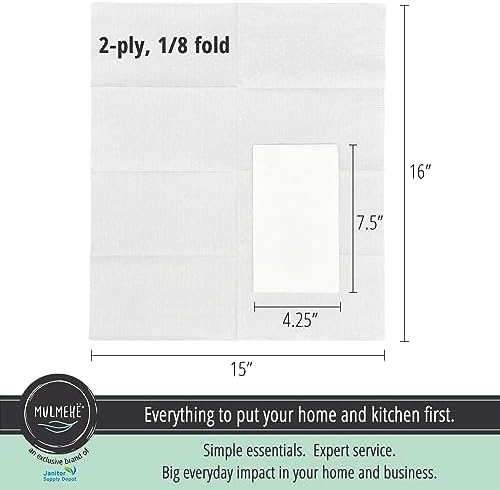 MULMEH Premium 18 Fold Dinner Napkin 150 x 15x16 White