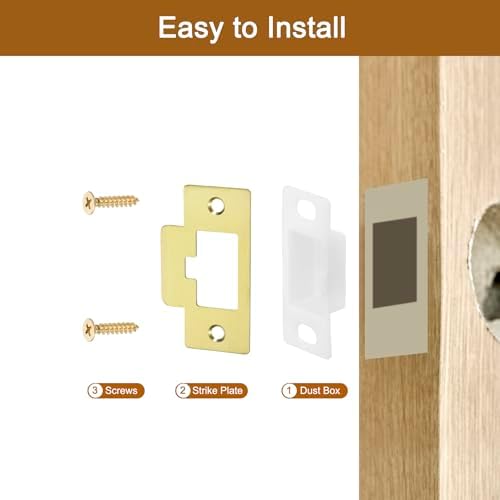 2-Set Door Strike Plate Stainless Steel 40mm x 70mm Gold