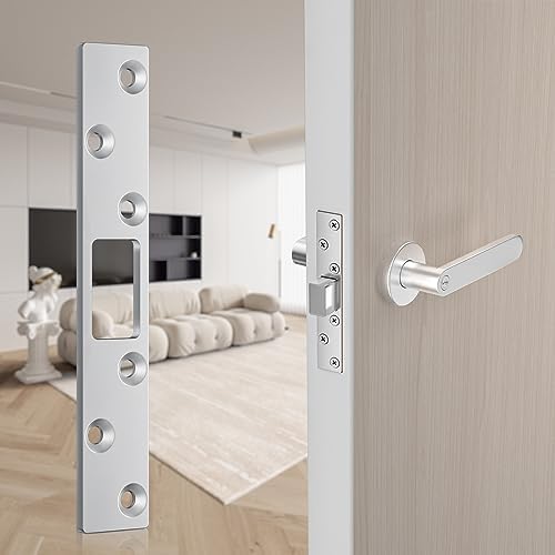 RO6G 72001 Lock Strike Plate Set brushed nickel 12 screws door security
