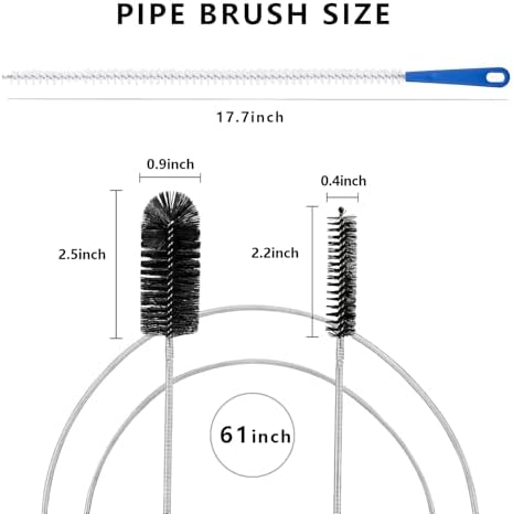 Adove Flexible 61 and 177 Drain Brush Drain Unblocker for Curved Pipes and Small Holes