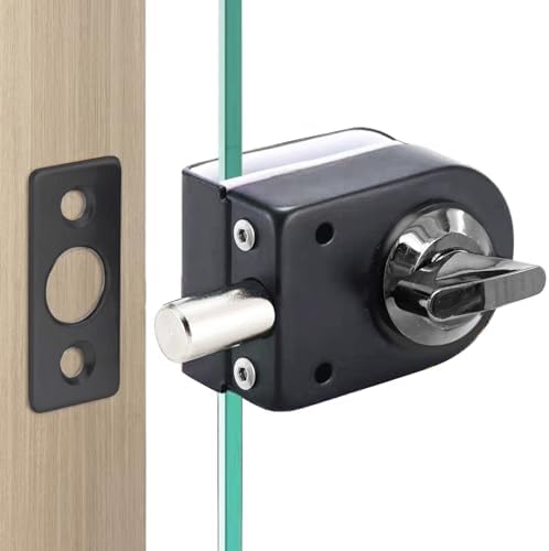 Secure Glass Door Lock - 039-047 Thick Black B105 No Drill Anti-Corrosion