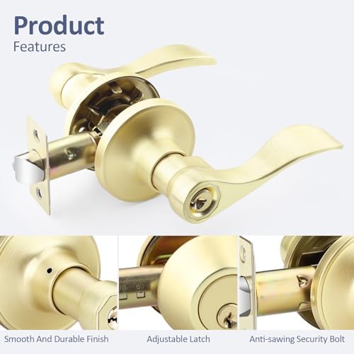 EHOMEWARE Door Handleset with Single Cylinder Deadbolt 3 Pack - Wave Style Locking Lever Set for Entry Doors