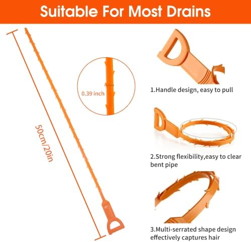 Huryfox Drain Clog Remover Tool 6-Pack - Effortless Drain Cleaning Solution