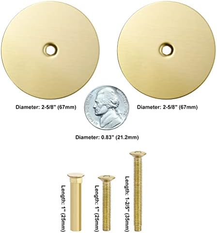 2 Pack Door Hole Cover Plate Satin Brushed Brass
