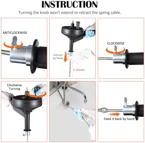 Professional Drain Snag Eco-Friendly 33ft Spring Steel Drain Auger for Home Commercial Use