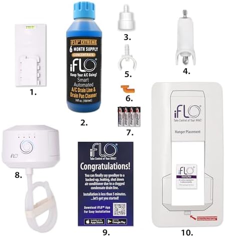 No Clog AC Drain Cleaner iFLO 36oz 6-Month Supply App-Controlled AC Maintenance