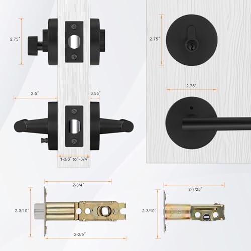 Haidms Black Exterior Door Lock Set with Deadbolt Matte Black
