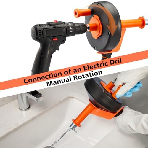 Drain Snake 25FTWith Drill Gloves