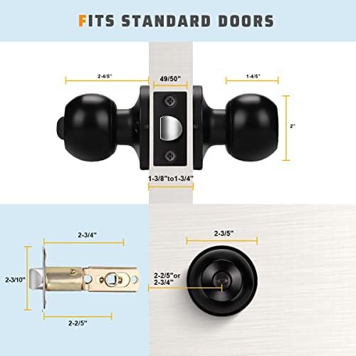 3-Pack Matte Black Door Knobs