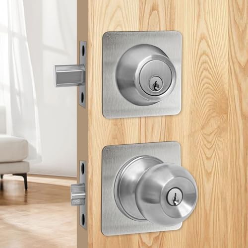 Square Door Lock Scar Plates in Satin Nickel
