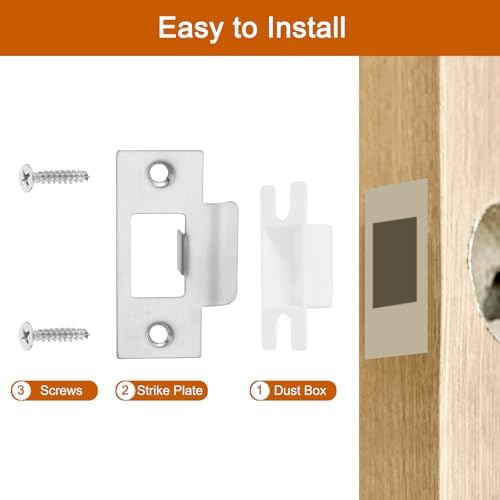 RxSSS U Xenus 2 Set Door Strike Plate Replacement Stainless Steel for Latch Reinforcement Silver