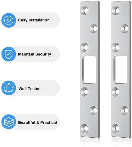 RO6G 72001 Lock Strike Plate Set brushed nickel 12 screws door security
