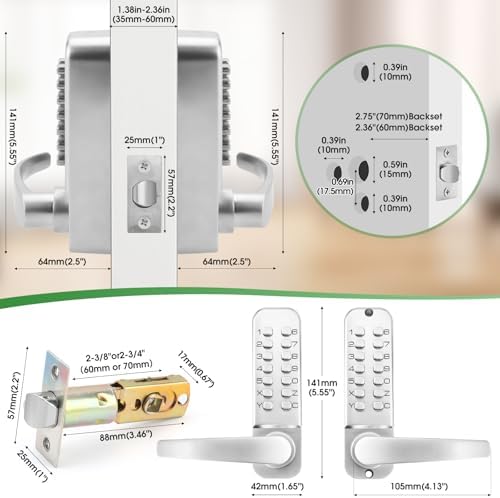 Mechanical Keyless Entry Door Lock with Keypad