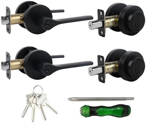 Versatile Door Lock Set with 2-Piece Keyed Entry Door Lever for Front Exterior Doors