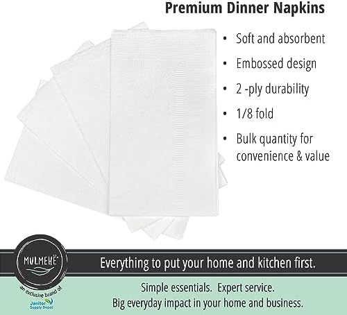 MULMEH Premium 18 Fold Dinner Napkin 150 x 15x16 White