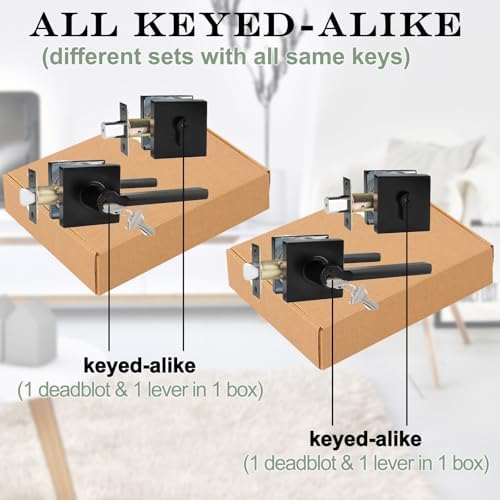 Keyed Alike 2-Pack Entry Door Lever Deadbolt Combo