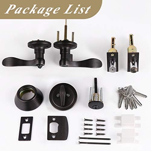 Probrico - Oil Rubbed Bronze Door Entry Lever Single Cylinder Deadbolt Set for Modern Home Security