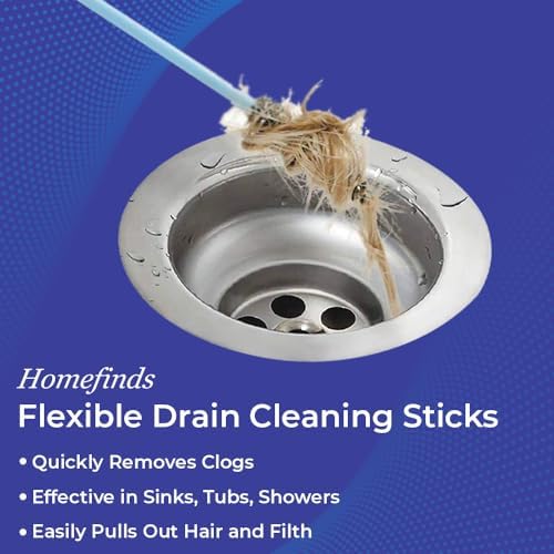 SAGEFINDS Effortless Drain Clever Flexible Drain Cleaning Sticks 195 Handle Disposable 12_pack