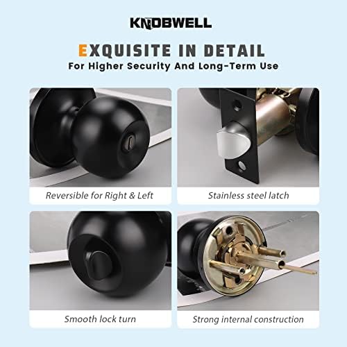 3-Pack Matte Black Door Knobs