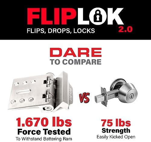 FlipLok Door Lock 10 Times Stronger Than a Deadbolt Secure Home Lock