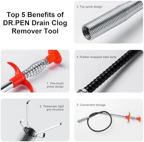 DRPEN 9 in 1 Drain Clog Remover Tool