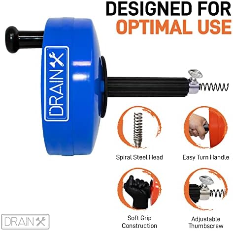 DrainX Pro Steel Drum Auger - Effortlessly Unclog Pipes with a Durable Tool