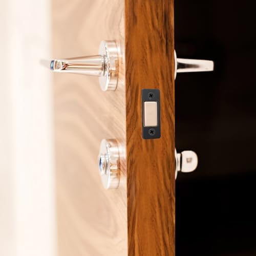 PsyqtsuaryDeadbolt Restorer Strike Plate Black Large Hole and Narrow Edge Frame Striker