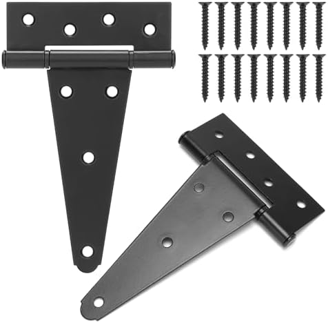 Durable 6 T-Strap Shed Door Hinges Heavy Duty Black Silent Operation
