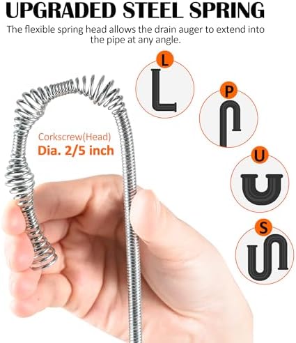 Professional Drain Snag Eco-Friendly 33ft Spring Steel Drain Auger for Home Commercial Use