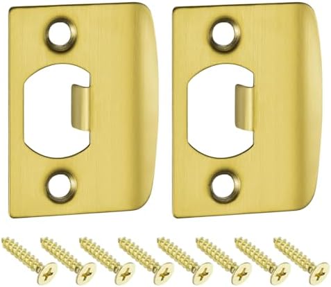 2-Pack Door Strike Plates 57mm x 45mm Gold 201 Stainless Steel Replacement for BrokenLatch Jamb