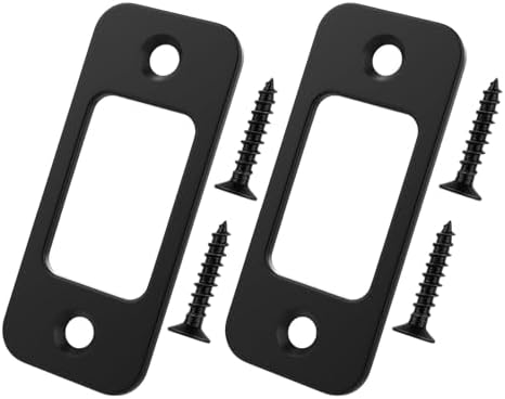 Black and Brushed Nickel Durable Deadbolt Strike Plate 2-Pack