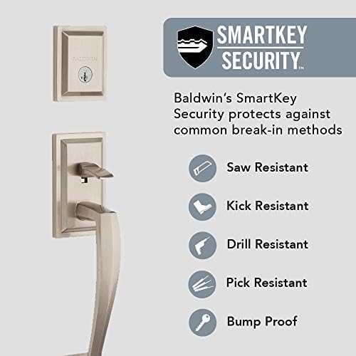 Baldwin Torrey Pines Front Entry Handleset with SmartKey - Modern Keyless Security for Front Door