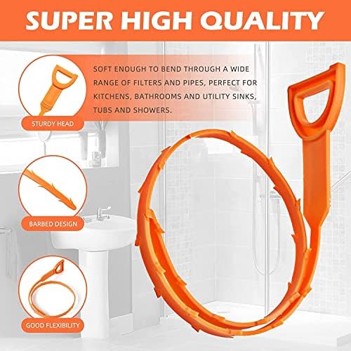 5 Pack 25-Inch Sink Snake Remover Set Draining Clog Effector Tools for Kitchen Bathroom and bathtub Drains